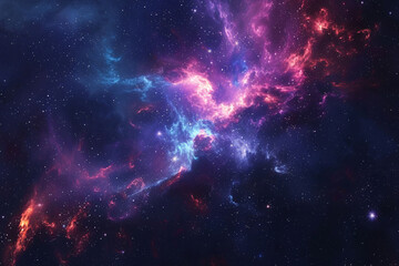 Fototapeta premium Colorful cosmic nebula shrouded in space dust, celestial wonders cosmic starry sky concept illustration