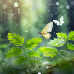 butterfly on a green leaf