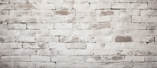Fototapeta premium An intimate view of a brick wall displaying a rough texture and coated with a layer of white paint
