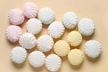 Many sweet zephyr on beige background