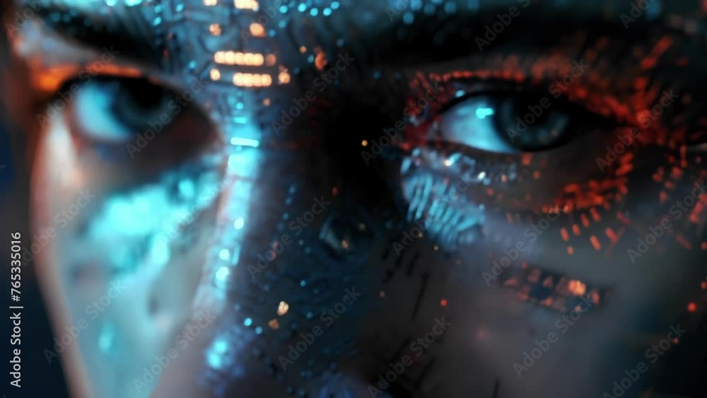 Poster closeup of a players face displaying a mix of determination and intense concentration as they naviga