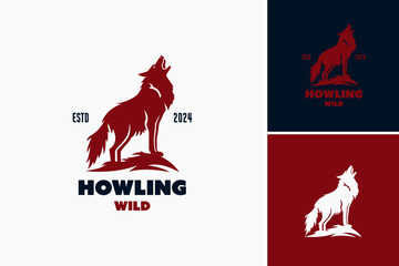 Howling Wild Logo: A dynamic emblem featuring a wolf's silhouette, symbolizing strength and wilderness allure. Perfect for outdoor brands, adventure companies, or wildlife conservation initiatives.