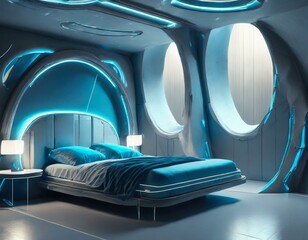 Futuristic room concept, bedroom