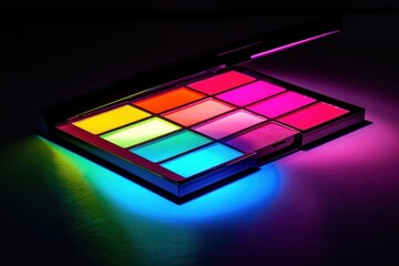 Vibrant Makeup Palette Featuring Bold and Colorful Eyeshadows on Luxurious Black Background for Beauty and Fashion Enthusiasts