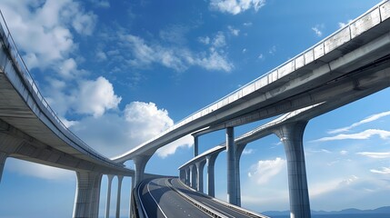 Elevated expressway. The curve of suspension bridge,