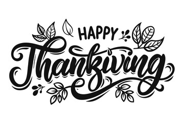 happy-thanksgiving-black-white-handwriting-on-wh b.eps