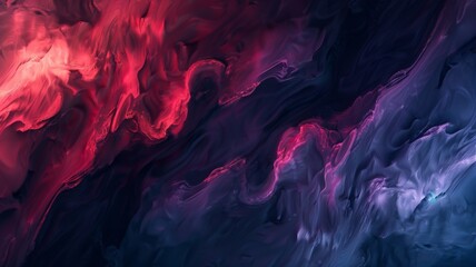 Chaotic swirls in blue and red tones - This striking image shows chaotic swirls in cool and warm tones, creating a sense of conflict and tumult within a vivid dreamscape - obrazy, fototapety, plakaty