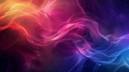 Abstract colorful smoke on a cosmic backdrop - Dynamic swirls of smoke in rainbow hues against a starry space-like background