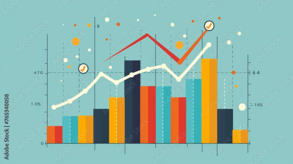 Poster economic data chart with colorful analysis - a vibrant chart blending data analysis and economic tre
