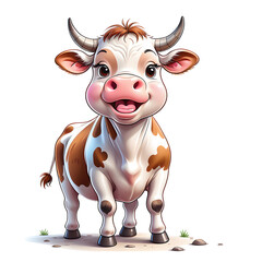 Funny spotted cow cartoon character.