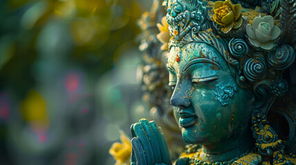 green tara statue, minblowing photo winner contest, photo take by canon EOS R5 --ar 16:9 Job ID: eed45a7d-a7e0-43a4-8b4e-6480073dc5e2