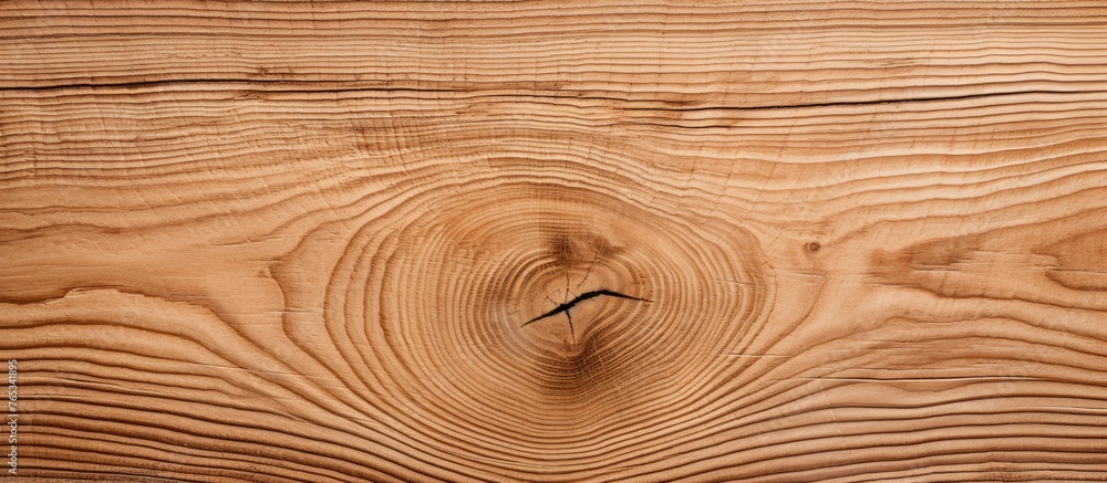 Aufkleber an upclose image of a hardwood piece with a circular hole in it, showing the intricate pattern of th