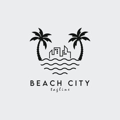 Obraz premium beach city logo vector illustration design