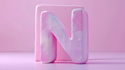 3D rendering letter N, 3d style decorated capital letter N