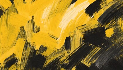 yellow and black paint background texture with brush strokes