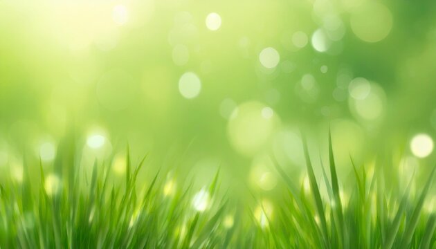 natural abstract soft green defocused sunny background with grass and light spots spring easter backdrop with copy space