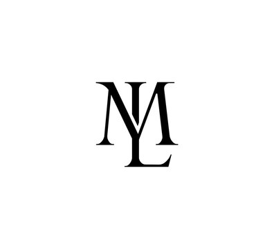Initial Letter Logo. Logotype design. Simple Luxury Black Flat Vector ML