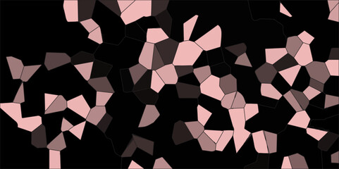 Multicolor Broken Stained-Glass Background with White lines. Voronoi diagram background. Seamless pattern with 3d shapes vector Vintage Black concrete road texture background.