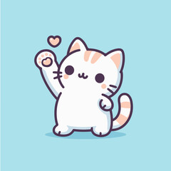 cute love white cat and heart