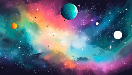 the space and colorful background illustration