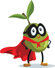 Superhero Olive Vector Character Mascot Design. Healthy fruits with lots of health benefits having super powers 
