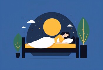 vector person sleeping in bed