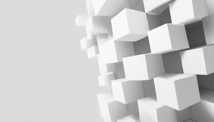 random rotated white cube boxes block background wallpaper banner with copy space