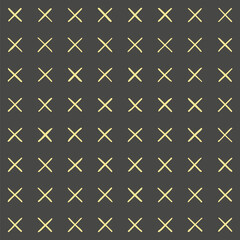hand drawn yellow crosses. gray repetitive background. vector seamless pattern. decorative art. geometric fabric swatch. retro design template for textile, home decor, linen.