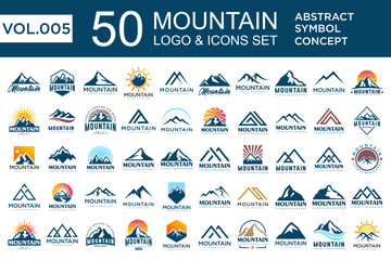Set of abstract mountain logo design template. Vector illustration
