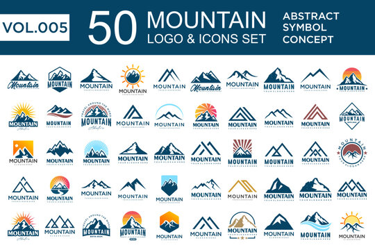 Set of abstract mountain logo design template. Vector illustration
