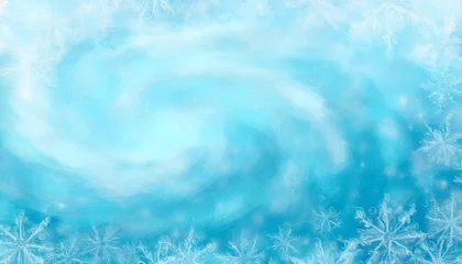 Fotobehang winter snow waves frost abstract background for copy space text blue frozen flowing motion web mobile banner watercolor effect blizzard backdrop snowflake holiday cartoon illustration © Kristopher