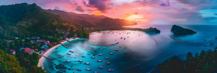 Breathtaking Landscape: Sunset View of an Exquisite Tropical Beach Destination