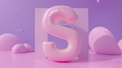 3D rendering letter S, 3d style decorated capital letter S