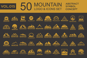 Naklejka premium Set of abstract mountain logo design template. Vector illustration