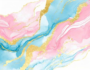 Blue/Pink/Gold Ink on Marble - 3