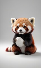 baby red panda in white background