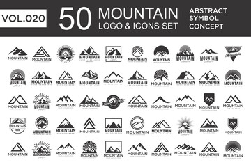 Set of abstract mountain logo design template. Vector illustration