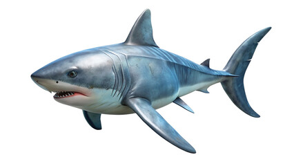 Fototapeta premium shark isolated on white 3D Rendered Carcharodon Carcharias Great White Shark Isolated. 3D rendering 