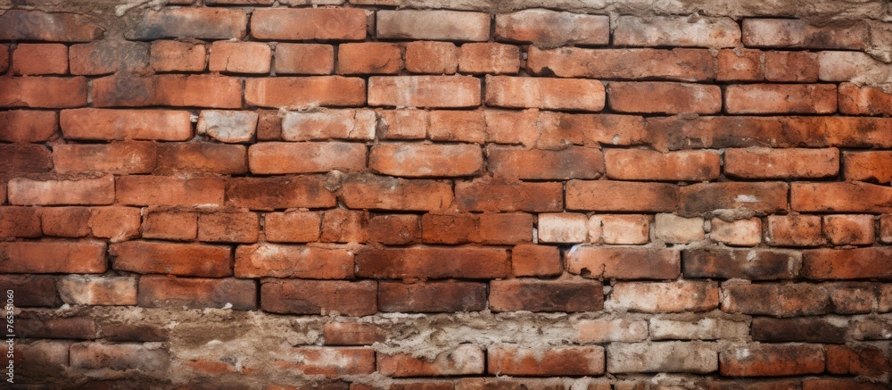 Aufkleber a detailed view of a weathered red brick wall, showcasing the intricate brickwork and rectangular sh