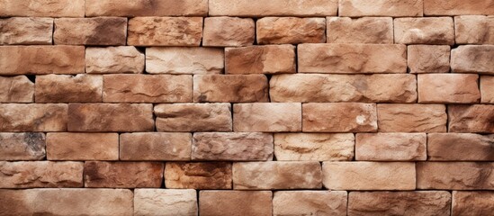 An image showing a close-up view of a brick wall with numerous brown bricks
