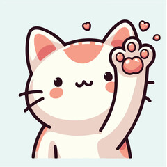 Sweet pink cat anf paw hearts