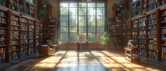 Modern book room. Generative AI