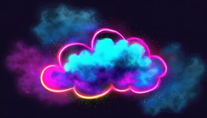 magical neon cloud on dark night sky background