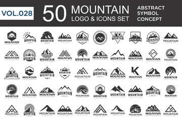 Set of abstract mountain logo design template. Vector illustration - obrazy, fototapety, plakaty