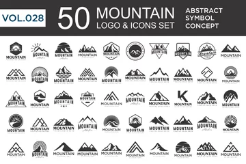 Rolgordijnen Set of abstract mountain logo design template. Vector illustration © su