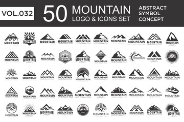 Set of abstract mountain logo design template. Vector illustration