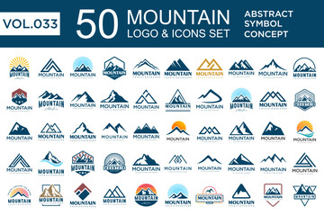 Set of abstract mountain logo design template. Vector illustration