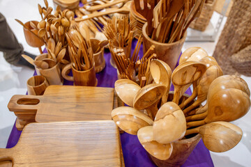 Traditional Wooden Craft displayed in a traditional craft exhibition held in ,Jakarta, Indonesia 