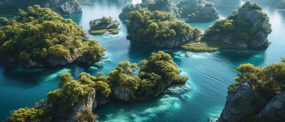 Fototapeta na wymiar Sea islands in Phang Nga Province. Generative AI