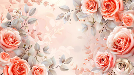 Happy Mother's Day banner with flowers on light pink background.vector illustration.